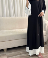 Pleated Abaya in White and Black
