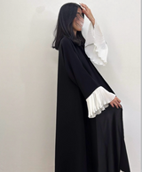 Pleated Abaya in White and Black