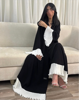 Pleated Abaya in White and Black