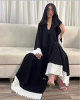 Pleated Abaya in White and Black